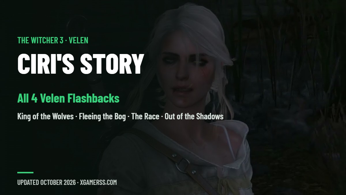 Ciri's Story in Velen: The King of the Wolves, Fleeing the Bog, The Race and Out of the Shadows (Witcher 3)
