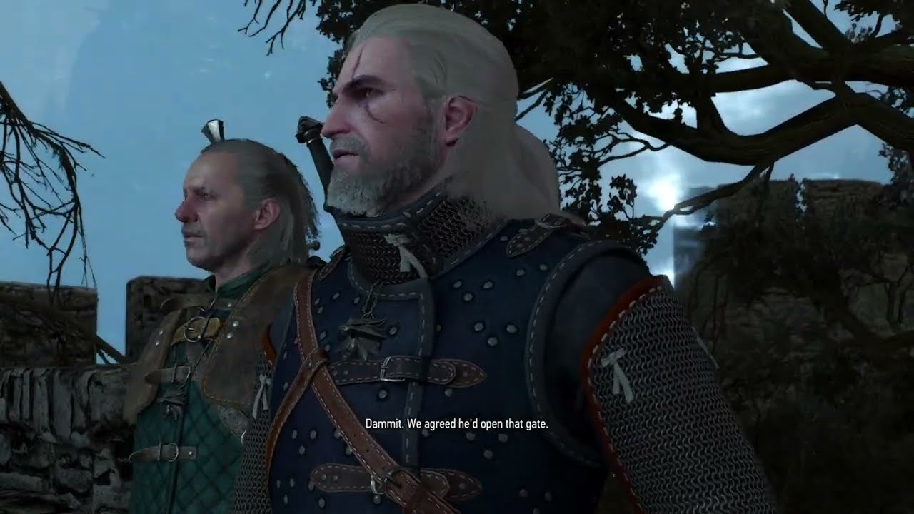 Geralt and Vesemir before the battle at Kaer Morhen