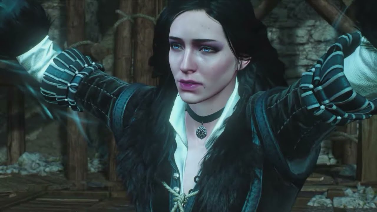 Yennefer holds a magic barrier during the Battle of Kaer Morhen