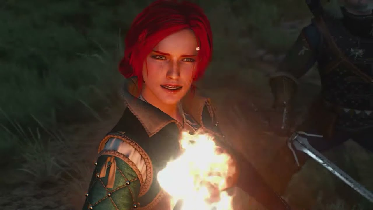 Triss Merigold casts fire during the Battle of Kaer Morhen, The Witcher 3